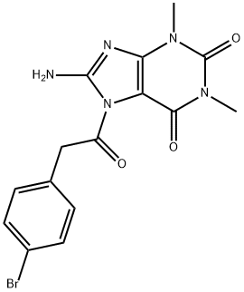 1H-Purine-2,6-dione,  8-amino-7-[(4-bromophenyl)acetyl]-3,7-dihydro-1,3-dimethyl-  (9CI) Structure