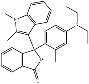 3-(1,2-ジメチル-3-インドリル)-3-[4-(ジエチルアミノ)-2-メチルフェニル]フタリド 化学構造式