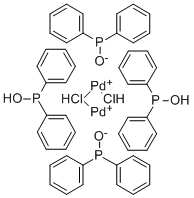 DIHYDROGEN DI-MU-CHLOROTETRAKIS(DIPHENYLPHOSPHINITO-KP) DIPALLADATE(2-) Struktur