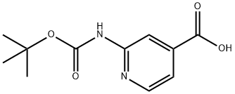 2-[(tert-ブチルオキシカルボニル)アミノ]ピリジン-4-カルボン酸 化学構造式