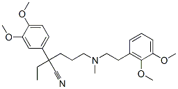 (-)-α-[3-[[2-(3,4-ジメトキシフェニル)エチル](メチル)アミノ]プロピル]-3,4-ジメトキシ-α-(1-メチルエチル)ベンゼンアセトニトリル 化学構造式