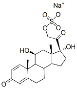 Pregna-1,4-diene-3,20-dione, 11,17-dihydroxy-21-(sulfooxy)-, monosodium salt, (11beta)- Struktur