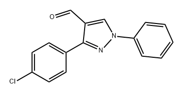 3-(4-クロロフェニル)-1-フェニル-1H-ピラゾール-4-カルボアルデヒド 化学構造式
