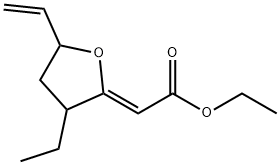 Acetic acid, (5-ethenyl-3-ethyldihydro-2(3H)-furanylidene)-, ethyl ester, (2Z)- (9CI) Struktur