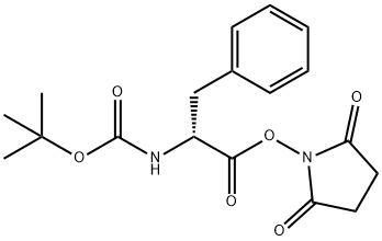 N-(tert-ブトキシカルボニル)-D-フェニルアラニンスクシンイミジル 化学構造式