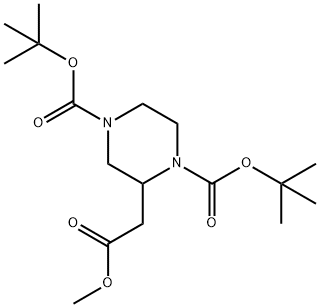 双BOC-哌嗪-2-乙酸乙酯, 368441-99-0, 结构式