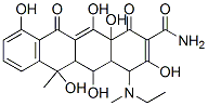 4-[Ethyl(methyl)amino]-1,4,4a,5,5a,6,11,12a-octahydro-3,5,6,10,12,12a-hexahydroxy-6-methyl-1,11-dioxo-2-naphthacenecarboxamide Struktur