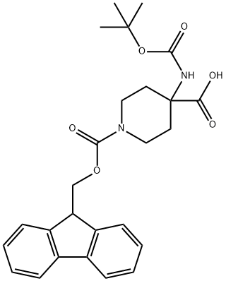4-(Boc-amino)-1-(Fmoc-piperidinyl)-4-carboxylic Acid Structure