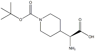 (S)-1-BOC-4-(アミノカルボキシメチル)ピペリジン 化学構造式