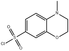 4-メチル-3,4-ジヒドロ-2H-1,4-ベンゾキサジン-7-スルホニルクロリド 化学構造式