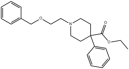 1-(2-ベンジルオキシエチル)-4-フェニルピペリジン-4-カルボン酸エチル 化学構造式