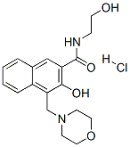 3-hydroxy-N-(2-hydroxyethyl)-4-(morpholinomethyl)naphthalene-2-carboxamide hydrochloride Struktur