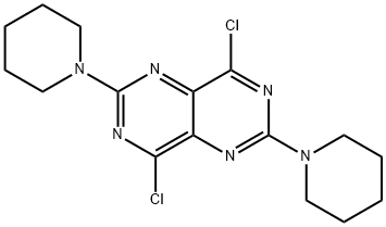 4,8-ジクロロ-2,6-ジ(1-ピペリジニル)ピリミド[5,4-d]ピリミジン 化学構造式