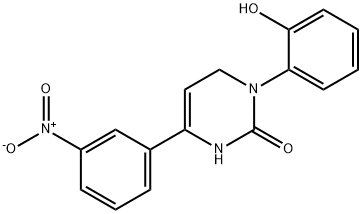 1-(2-ヒドロキシフェニル)-4-(3-ニトロフェニル)-3,6-ジヒドロピリミジン-2(1H)-オン 化学構造式