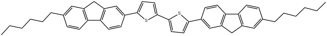 2-(2-Hexyl-9H-fluoren-7-yl)-5-(5-(2-hexyl-9H-fluoren-7-yl)thiophen-2-yl)thiophene Struktur