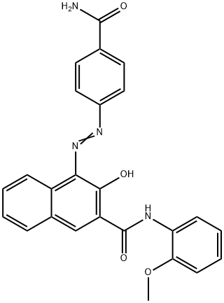 4-[[4-(アミノカルボニル)フェニル]アゾ]-3-ヒドロキシ-N-(2-メトキシフェニル)-2-ナフタレンカルボアミド 化学構造式