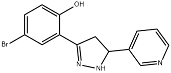 4-ブロモ-2-(5-ピリジン-3-イル-4,5-ジヒドロ-1H-ピラゾール-3-イル)フェノール 化学構造式
