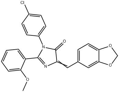 370079-11-1 4H-Imidazol-4-one,  5-(1,3-benzodioxol-5-ylmethylene)-3-(4-chlorophenyl)-3,5-dihydro-2-(2-methoxyphenyl)-