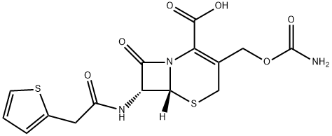 (6R-trans)-3-[(carbamoyloxy)methyl]-8-oxo-7-(2-thienylacetamido)-5-thia-1-azabicyclo[4.2.0]oct-2-ene-2-carboxylic acid Structure