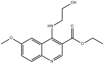 4-[(2-ヒドロキシエチル)アミノ]-6-メトキシキノリン-3-カルボン酸エチル 化学構造式