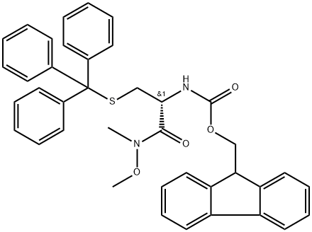 9H-Fluoren-9-ylmethylN-[(1R)-1-[methoxy(methyl)carbamoyl]-2-[(triphenylmethyl)sulfanyl]ethyl]carbamate Structure