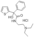 2-Thiopheneacetamide, N-(2-diethylaminoethyl)-alpha-hydroxy-alpha-phen yl-, hydrochloride Structure