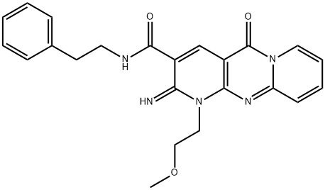 2-imino-1-(2-methoxyethyl)-5-oxo-N-(2-phenylethyl)-1,5-dihydro-2H-dipyrido[1,2-a:2,3-d]pyrimidine-3-carboxamide Struktur