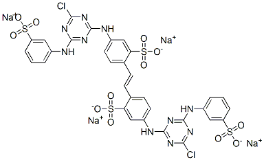 tetrasodium 4,4'-bis[[4-chloro-6-[(3-sulphonatophenyl)amino]-1,3,5-triazin-2-yl]amino]stilbene-2,2'-disulphonate Structure