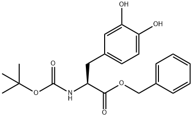 2-((TERT-ブチルトキシカルボニル)アミノ)-3-(3,4-ジヒドロキシフェニル)プロパン酸(S)-ベンジル 化学構造式