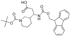 3-[1-(TERT-ブチルトキシカルボニル)ピペリジン-3-イル]-3-[[(9H-フルオレン-9-イルメトキシ)カルボニル]アミノ]プロパン酸 化学構造式