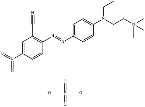 N,N,N-トリメチル-2-[N-エチル-(2'-シアノ-4'-ニトロアゾベンゼン-4-イル)アミノ]-1-エタンアミニウム·メチルスルファート 化学構造式