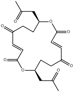 (3E,8S,11E,16S)-8,16-ビス(2-オキソプロピル)-1,9-ジオキサ-3,11-シクロヘキサデカジエン-2,5,10,13-テトラオン 化学構造式