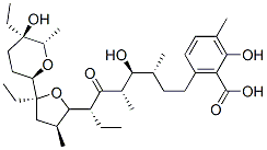 6-[(3R,4S,5S,7R)-7-[(2S,3S,5S)-5-ethyl-5-[(2R,5R,6S)-5-ethyl-5-hydroxy-6-methyl-oxan-2-yl]-3-methyl-oxolan-2-yl]-4-hydroxy-3,5-dimethyl-6-oxo-nonyl]-2-hydroxy-3-methyl-benzoic acid Structure