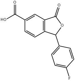 1-(4-Fluorophenyl)-1,3-dihydro-3-oxo-5-isobenzofurancarboxylic Acid, 372941-51-0, 结构式