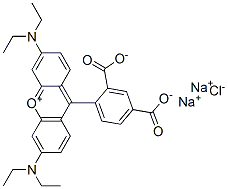 9-[2,4-ビス(ソジオオキシカルボニル)フェニル]-3,6-ビス(ジエチルアミノ)キサンチリウム·クロリド 化学構造式