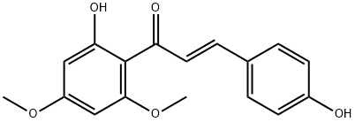 (E)-1-(2-ヒドロキシ-4,6-ジメトキシフェニル)-3-(4-ヒドロキシフェニル)-2-プロペン-1-オン 化学構造式