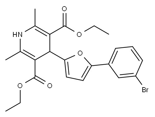 3,5-PYRIDINEDICARBOXYLICACID,4-[5-(3-BROMOPHENYL)-2-FURANYL]-1,4-DIHYDRO-2,6-DIMETHYL-,DIETHYLESTER Structure