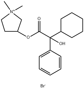 (1,1-dimethyl-2,3,4,5-tetrahydropyrrol-3-yl) 2-cyclohexyl-2-hydroxy-2-phenyl-acetate bromide Structure