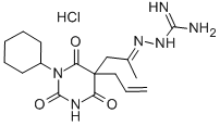 Barbituric acid, 5-acetonyl-5-allyl-1-cyclohexyl-, 5-amidinohydrazone,  hydrochloride Structure