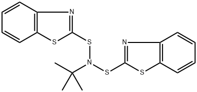 N-Benzothiazol-2-ylsulfanyl-N-tert-butyl-benzothiazole-2-sulfenamide Struktur