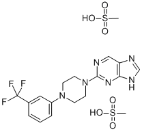 2-(4-(alpha,alpha,alpha-Trifluoro-m-tolyl)-1-piperazinyl)-9H-purine di methanesulfonate Structure