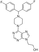 9H-Purine-9-ethanol, 6-(4-(di-p-fluorobenzhydryl)-1-piperazinyl)-, dih ydrochloride 结构式