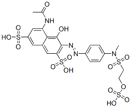 5-アセチルアミノ-4-ヒドロキシ-3-[[4-[[[2-(スルホオキシ)エチル]スルホニル]メチルアミノ]フェニル]アゾ]-2,7-ナフタレンジスルホン酸 化学構造式