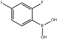2-フルオロ-4-ヨードフェニルボロン酸 化学構造式