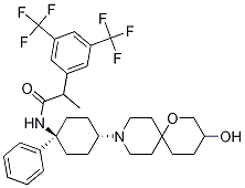 BenzeneacetaMide, N-[trans-4-(3-hydroxy-1-oxa-9-azaspiro[5.5]undec-9-yl)-1-phenylcyclohexyl]-a-Methyl-3,5-bis(trifluoroMethyl)- Struktur