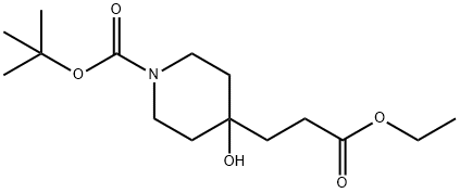4-Piperidinepropanoic acid, 1-[(1,1-diMethylethoxy)carbonyl]-4-hydroxy-, ethyl ester Structure