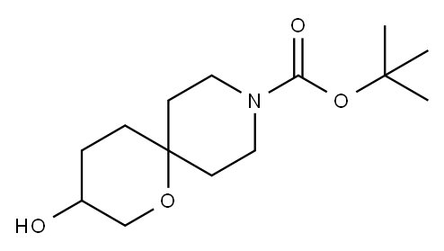 1-Oxa-9-azaspiro[5.5]undecane-9-carboxylic acid, 3-hydroxy-, 1,1-diMethylethyl ester Structure