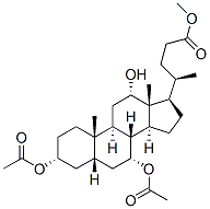 3α,7α-ジアセトキシ-12α-ヒドロキシ-5β-コラン-24-酸メチル 化学構造式