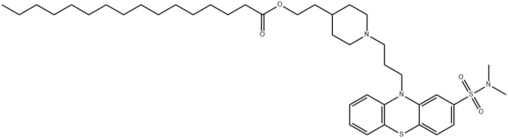 2-[1-[3-[2-[(dimethylamino)sulphonyl]-10H-phenothiazin-10-yl]propyl]piperidin-4-yl]ethyl palmitate, 37517-26-3, 结构式