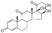 16α,17,21-Trihydroxy-pregna-1,4-diene-3,11,20-trione 化学構造式